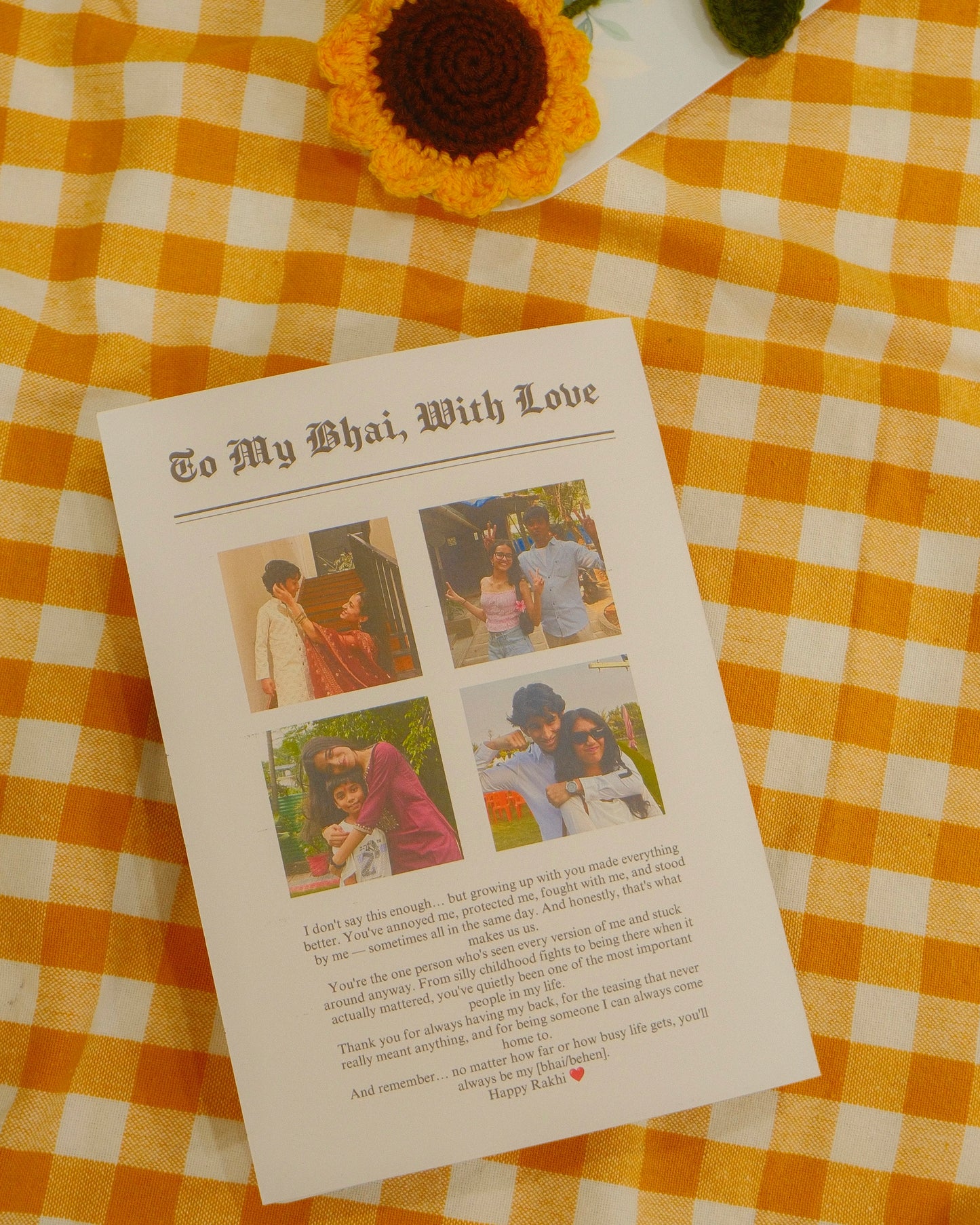 Personalized Rakhi Newspaper Card