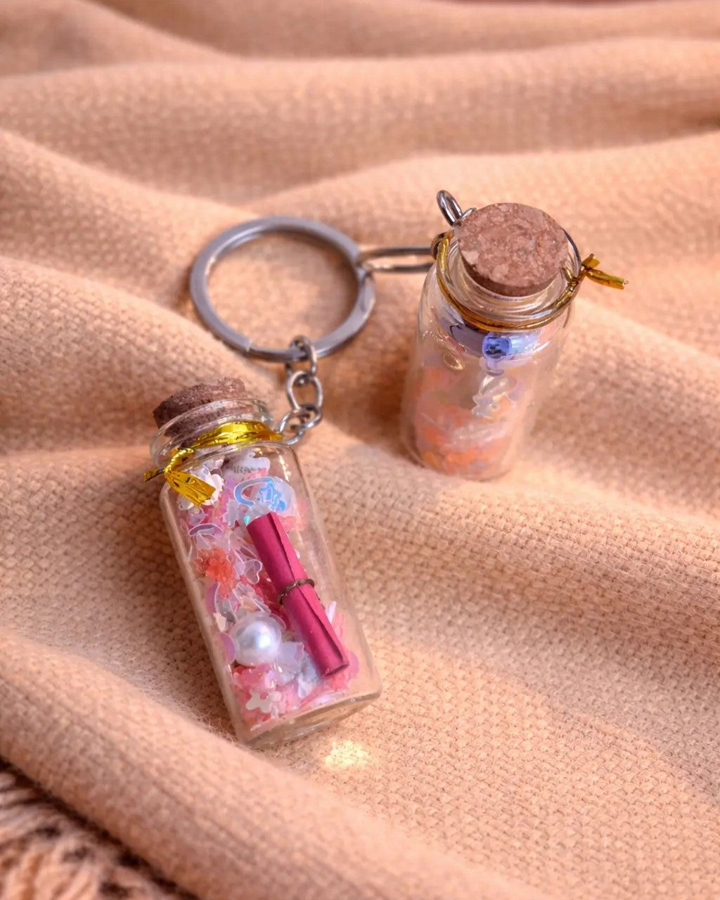 Mini Message Bottle Keychain